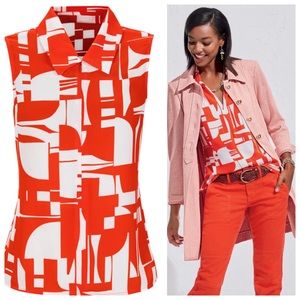 Cabi Women’s Kelly Top 6103 Orange White Sz L